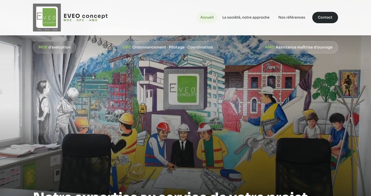 Page d'accueil du site EVEO Concept