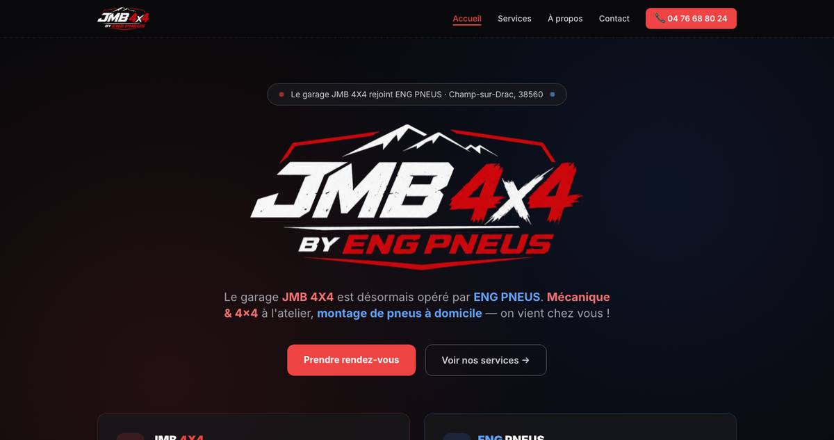Page d'accueil du site JMB 4X4