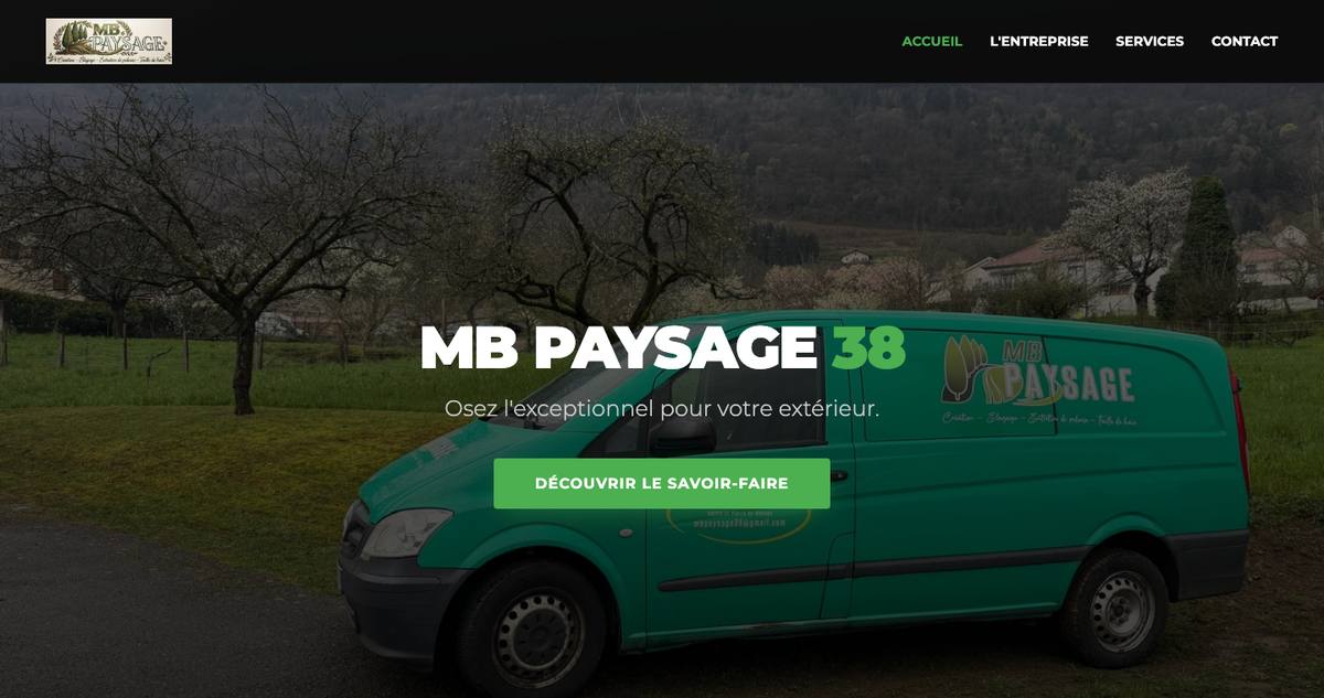 Page d'accueil du site MB Paysage 38